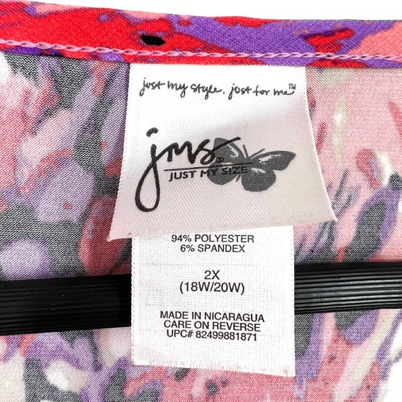 NWOT JMS Just My Size Plus 2X 18W 20W Stretchy Pink Purple Blouse Shirt Top - Picture 2 of 7